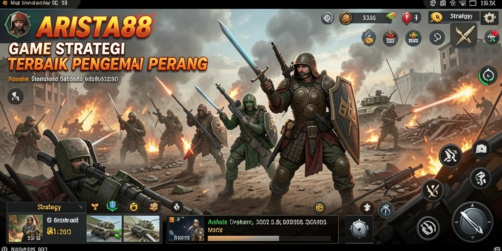 Tampilan antarmuka ARISTA88 yang menampilkan elemen strategi dan taktik.