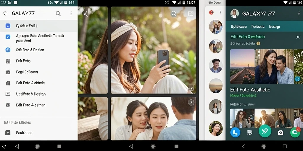 Tampilan antarmuka GALAXY77 menampilkan fitur-fitur edit foto yang lengkap dan mudah digunakan.