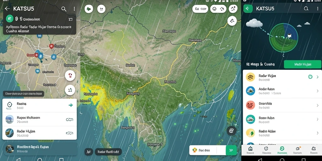 Antarmuka KATSU5 menampilkan peta radar hujan yang informatif dan menarik.