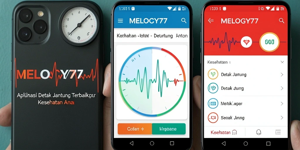 Tampilan antarmuka aplikasi MELODY77 untuk pemantauan Detak Jantung.