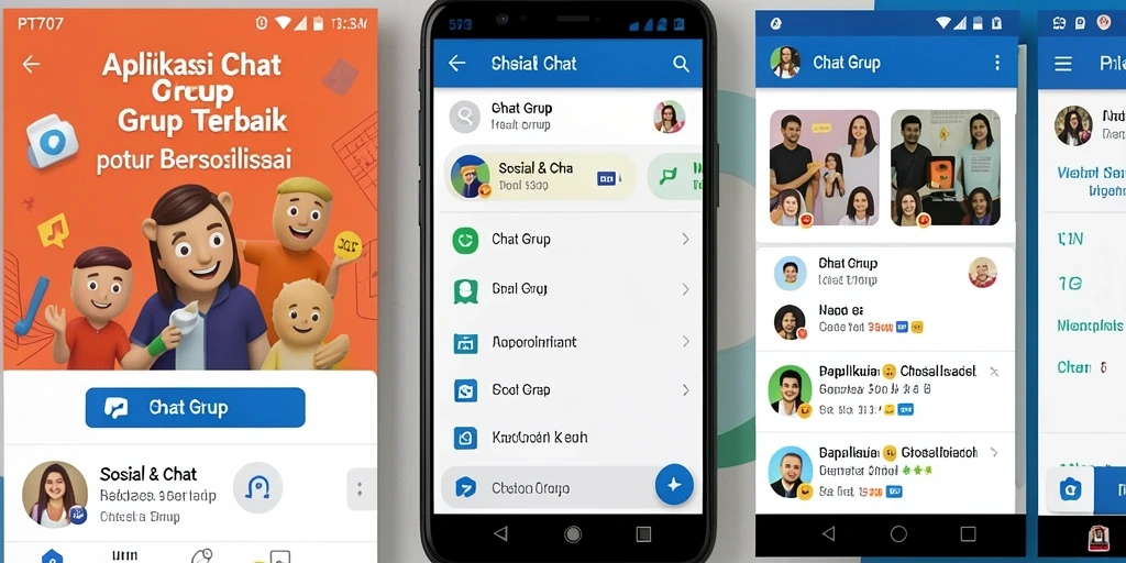 Tampilan antarmuka PT707 yang modern dan intuitif untuk Chat Grup.