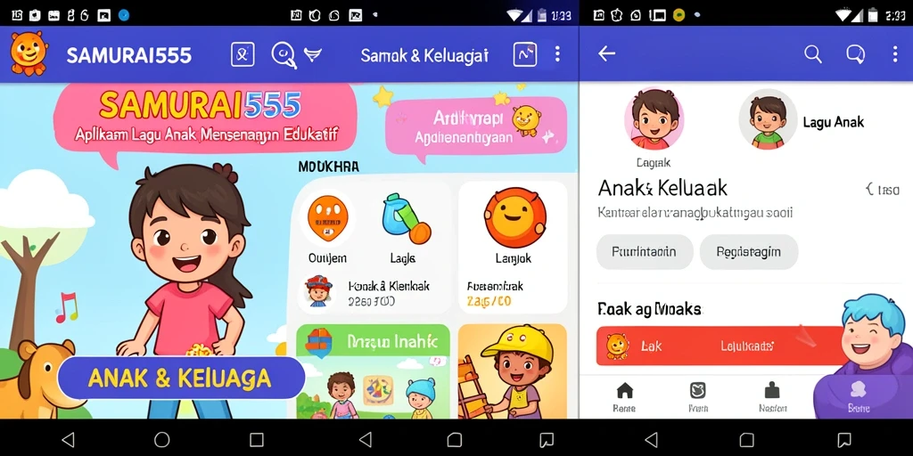 Antarmuka aplikasi SAMURAI555 yang menarik dan mudah digunakan untuk anak-anak.