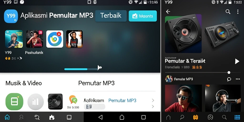 Antarmuka Y89 yang sederhana dan fungsional untuk pemutar MP3.